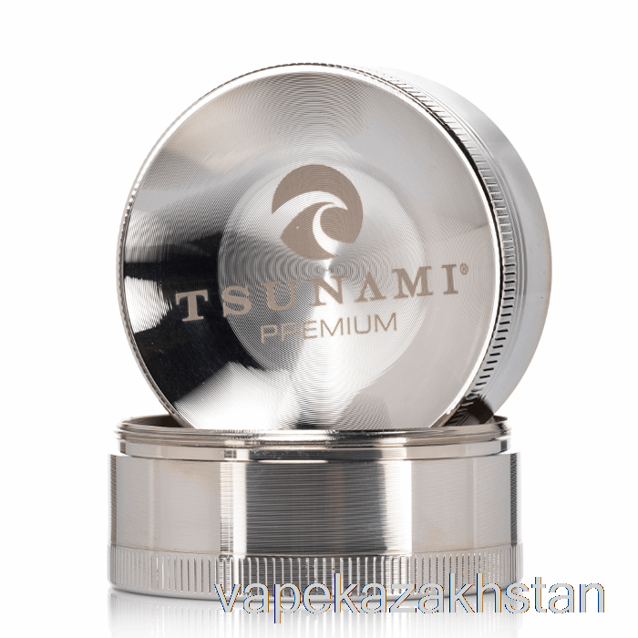 Vape Disposable Tsunami 2.4inch 4-Piece Sunken Top Grinder Silver (63mm)